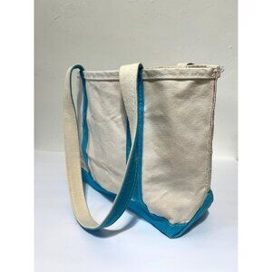 L.L. Bean Canvas Tote in‎ Natural and Turquoise